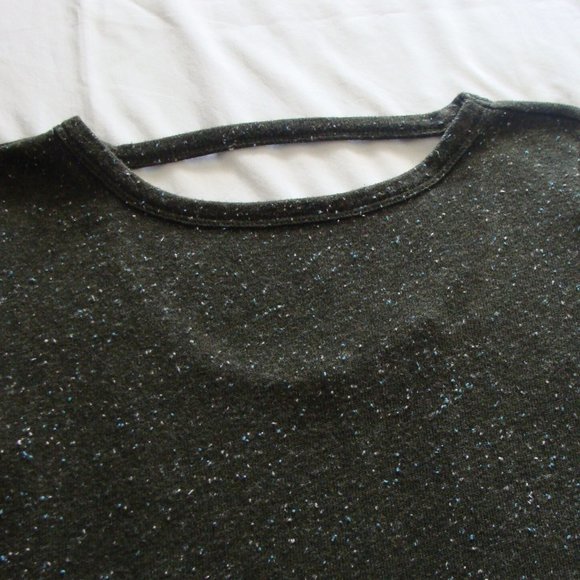 ANN TAYLOR LOFT Olive Green & Aqua Flecked KEYHOLE Back SWEATER Sz SMALL - Picture 3 of 7